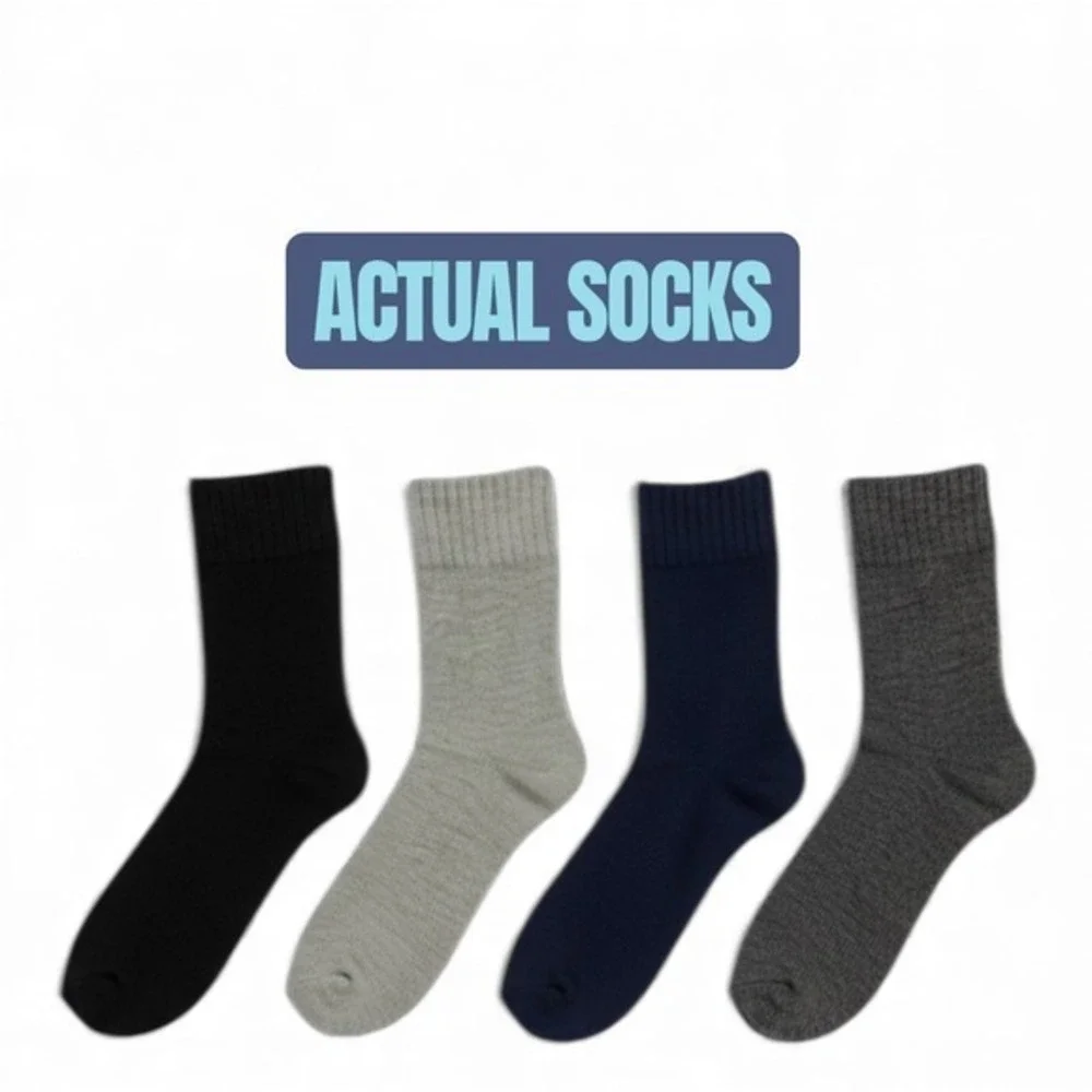 Merino Wool Mid Calf Socks Teens Men Women Small Feet Sock‎ 7-11 Winter 4 Pairs